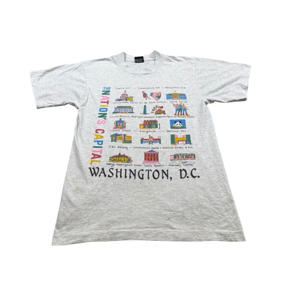 90s Vintage‎ Washington DC Screen Stars Shirt Gray Single Stitch USA Americana M